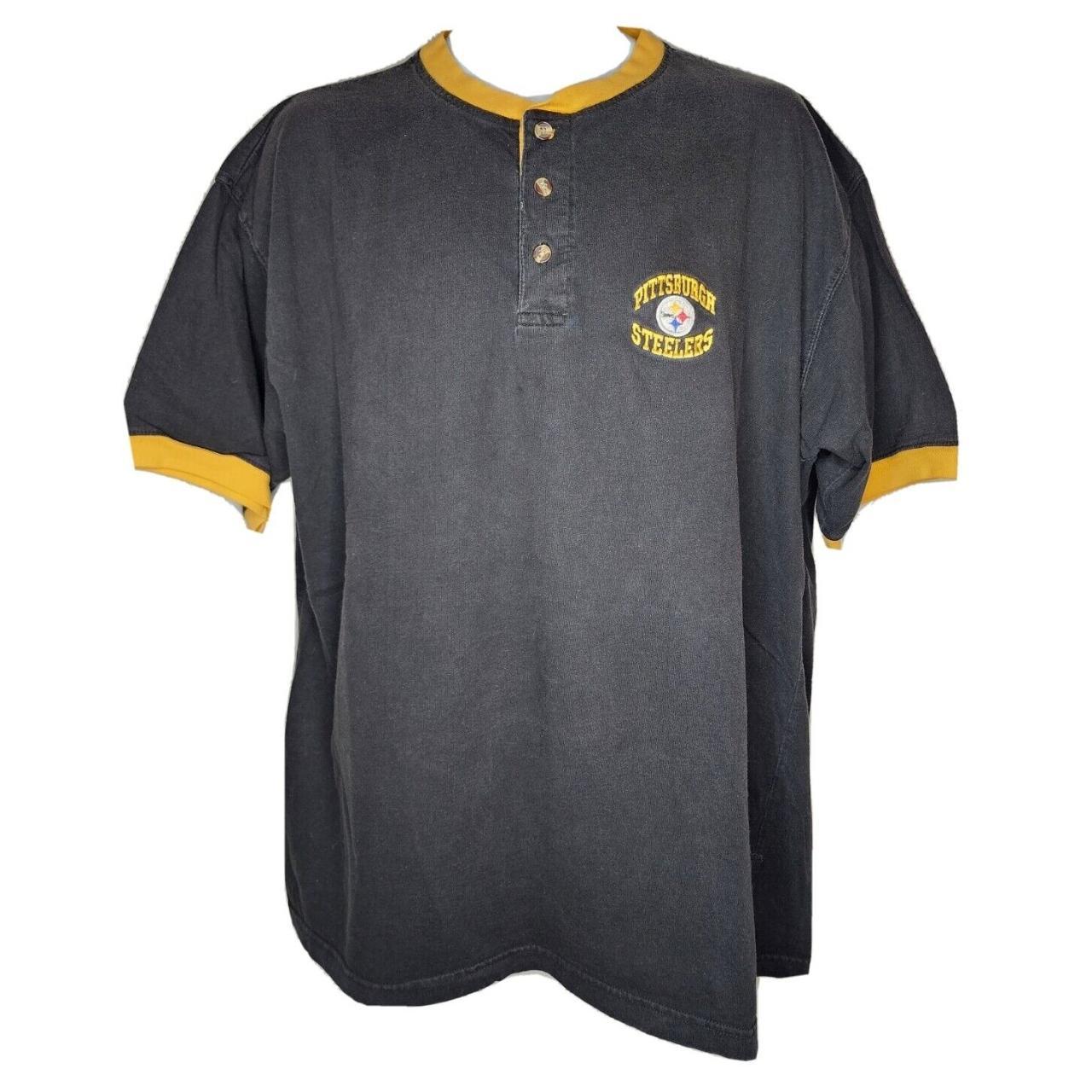 Vintage Pittsburgh Steelers Shirt. Grey henley long - Depop