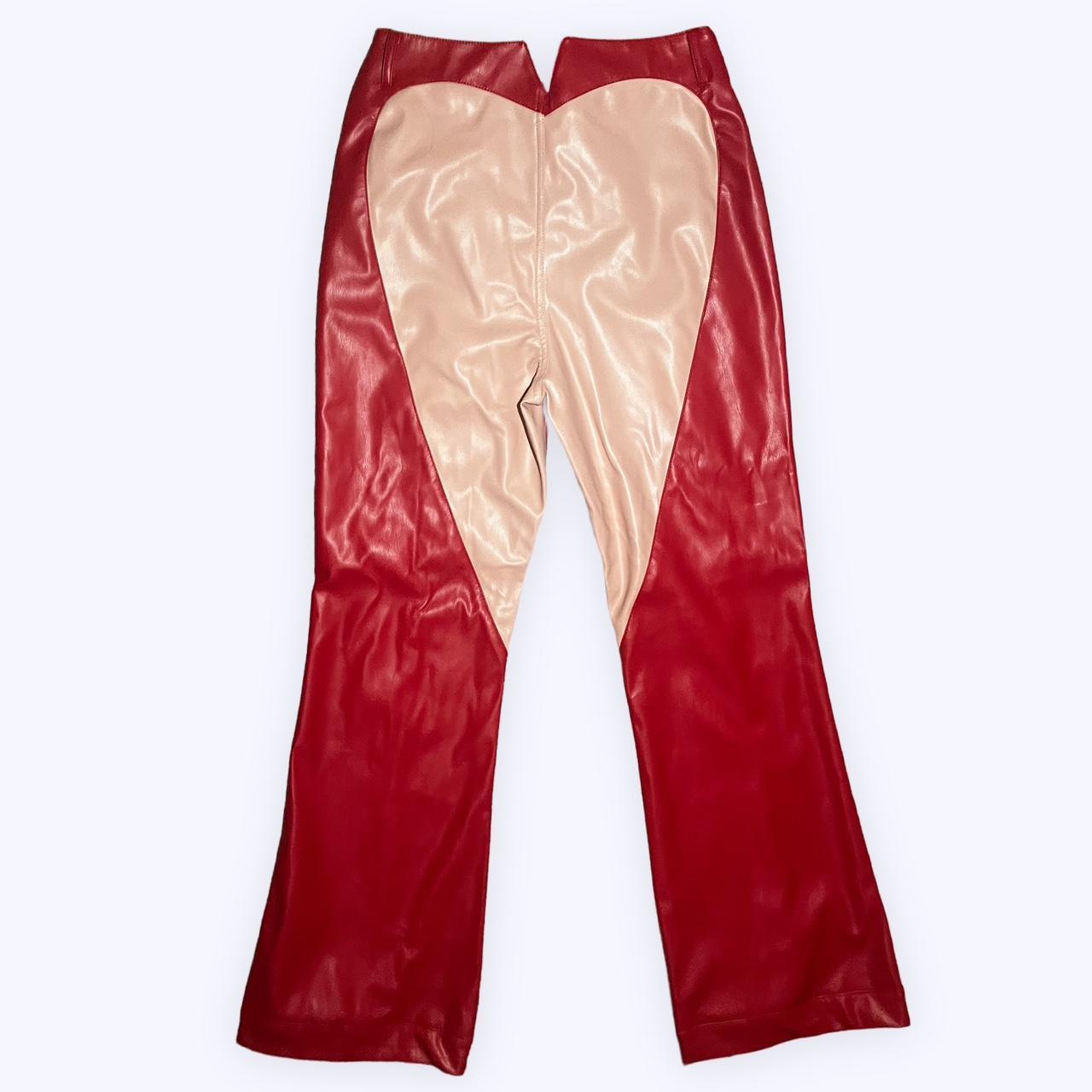 ੈ ‧₊ Vegan Leather Heart Pattern Wide Leg Pants ＊... Depop