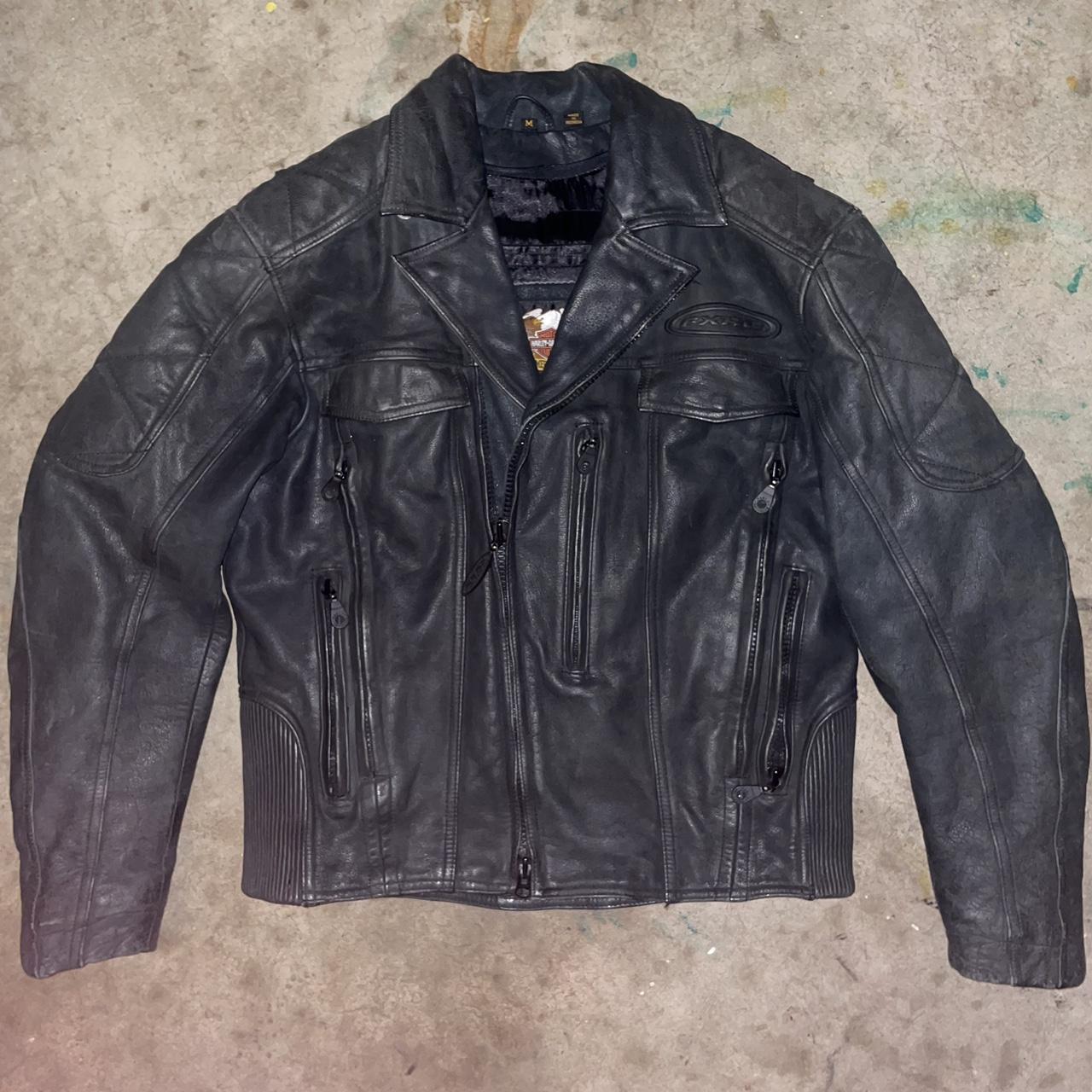 Rare Harley Davidson FXRG Black Leather Jacket - Depop