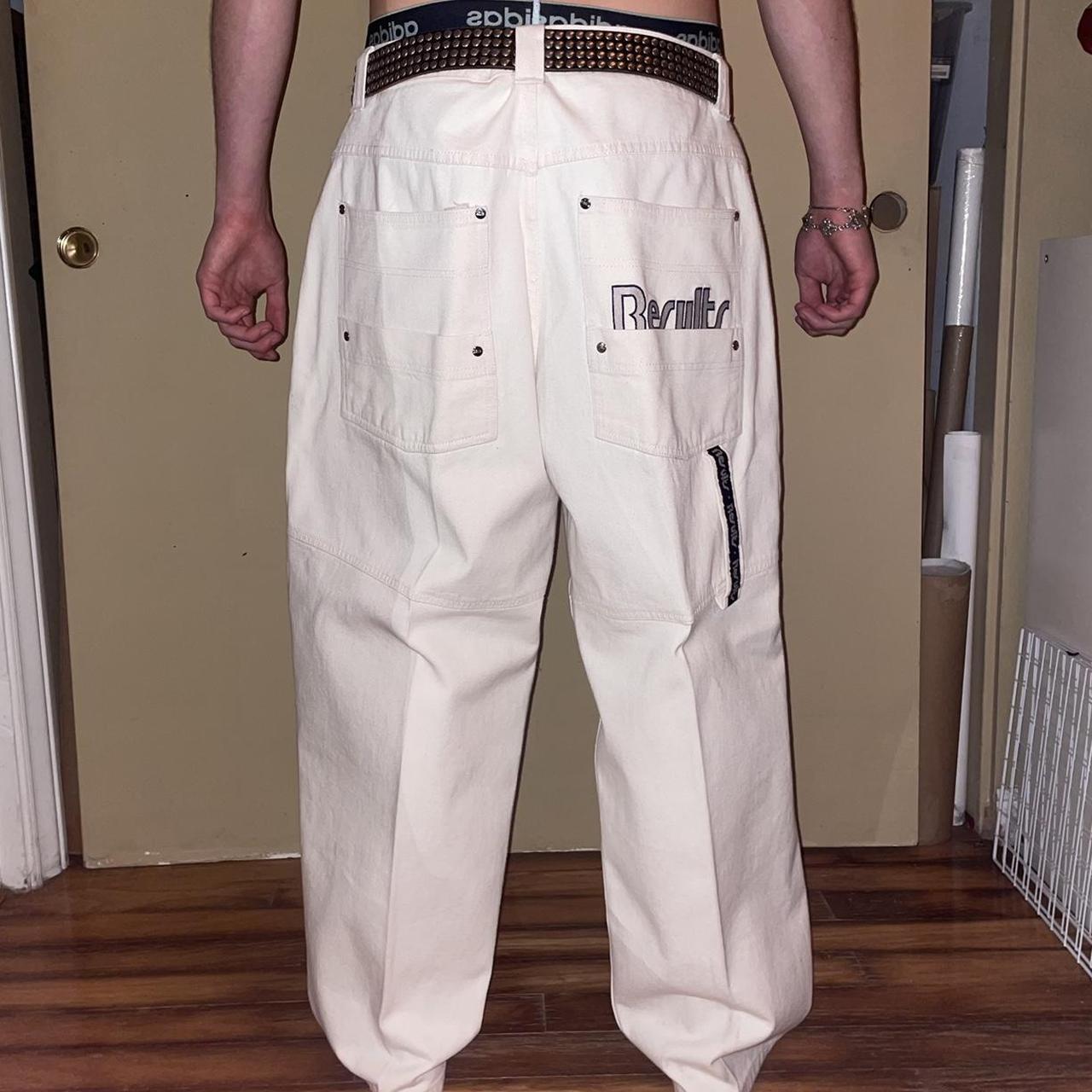 JNCO Men's White and Cream Jeans 36×30 Insane 90s jnco-type Results Jeans in crisp white. | Depop