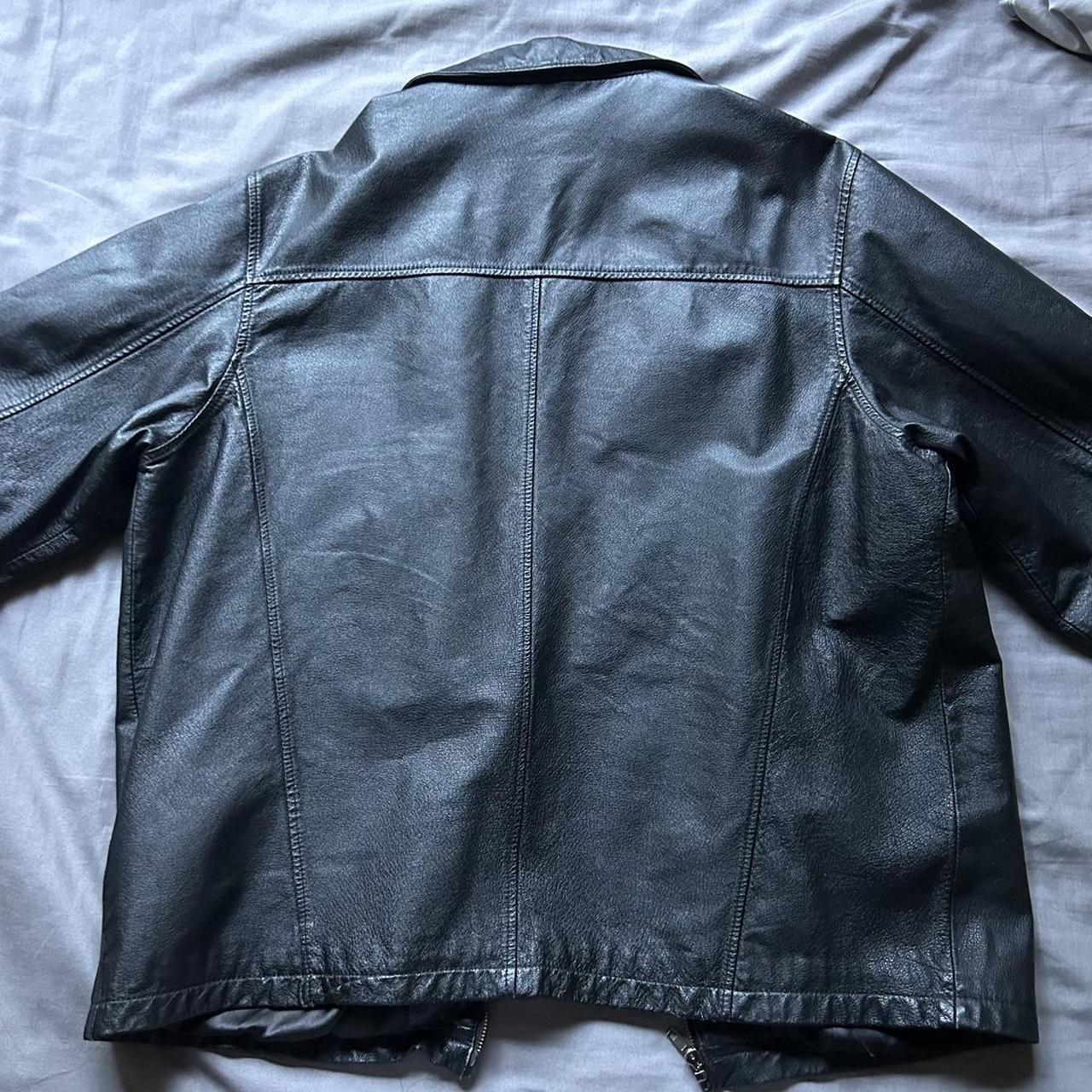 Collared Leather Jacket - Disney Dimensions Leather... - Depop