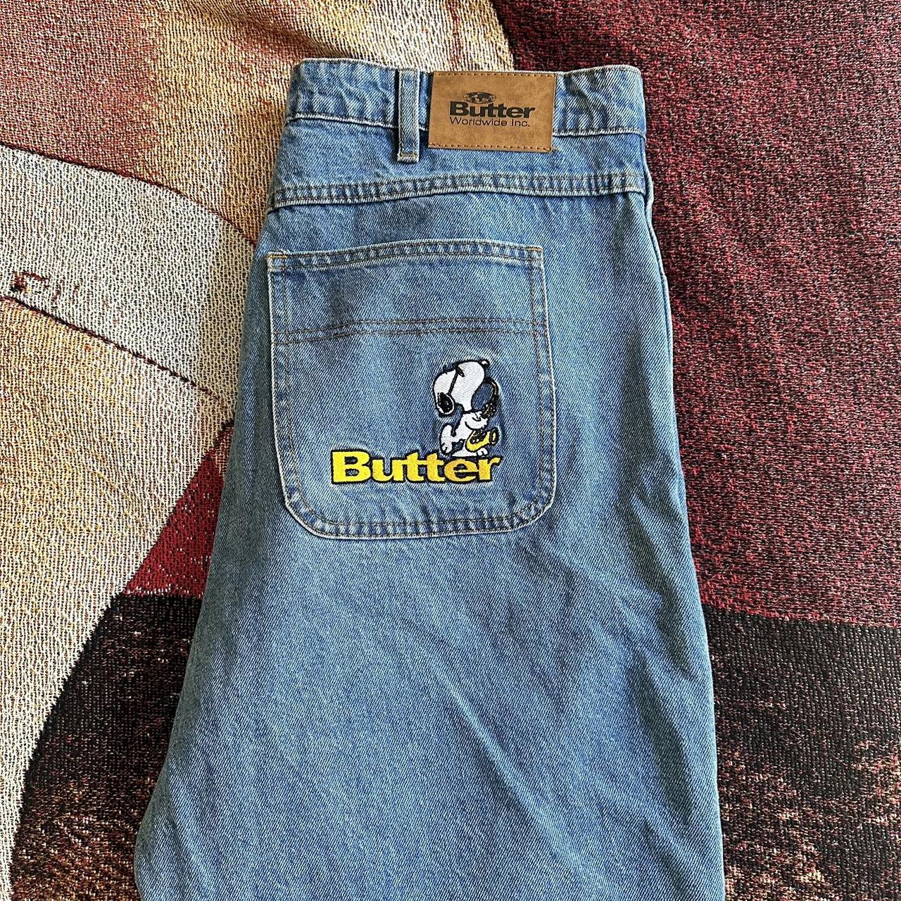butter goods peanuts / snoopy baggy jeans. size... Depop