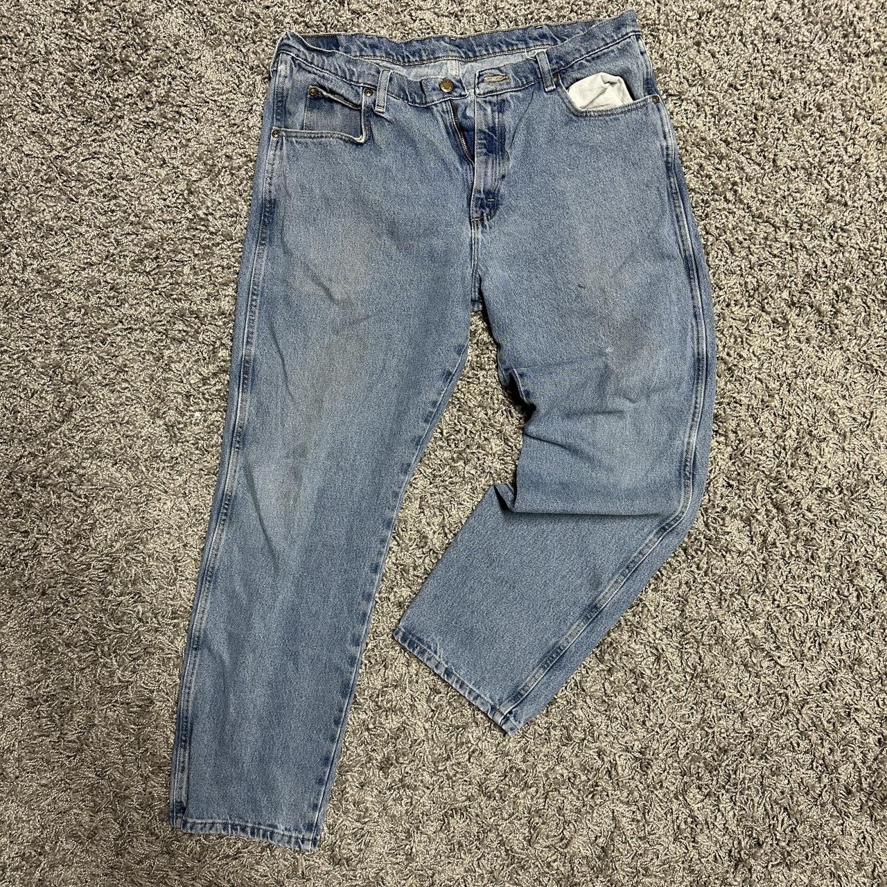 Light wash wrangler jeans, size 40 waist. A little... - Depop