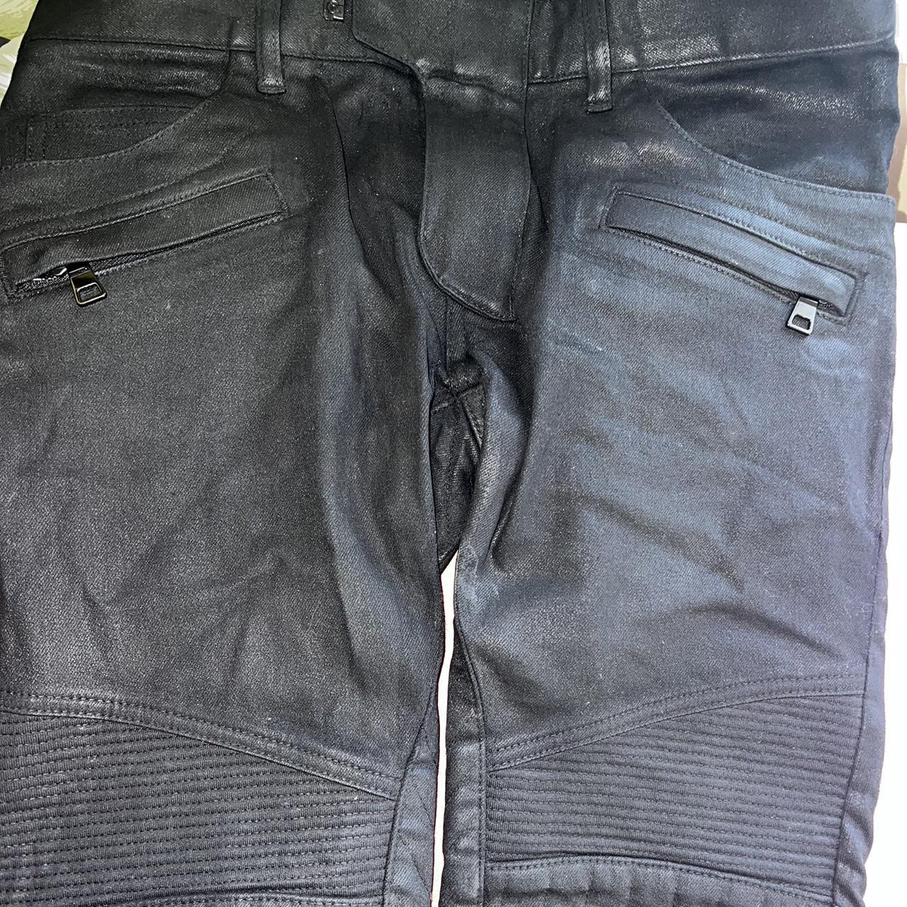 Balmain waxed hot sale biker jeans