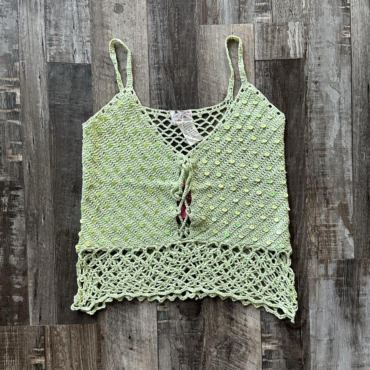 early 2000s dead stock crochet top with... - Depop