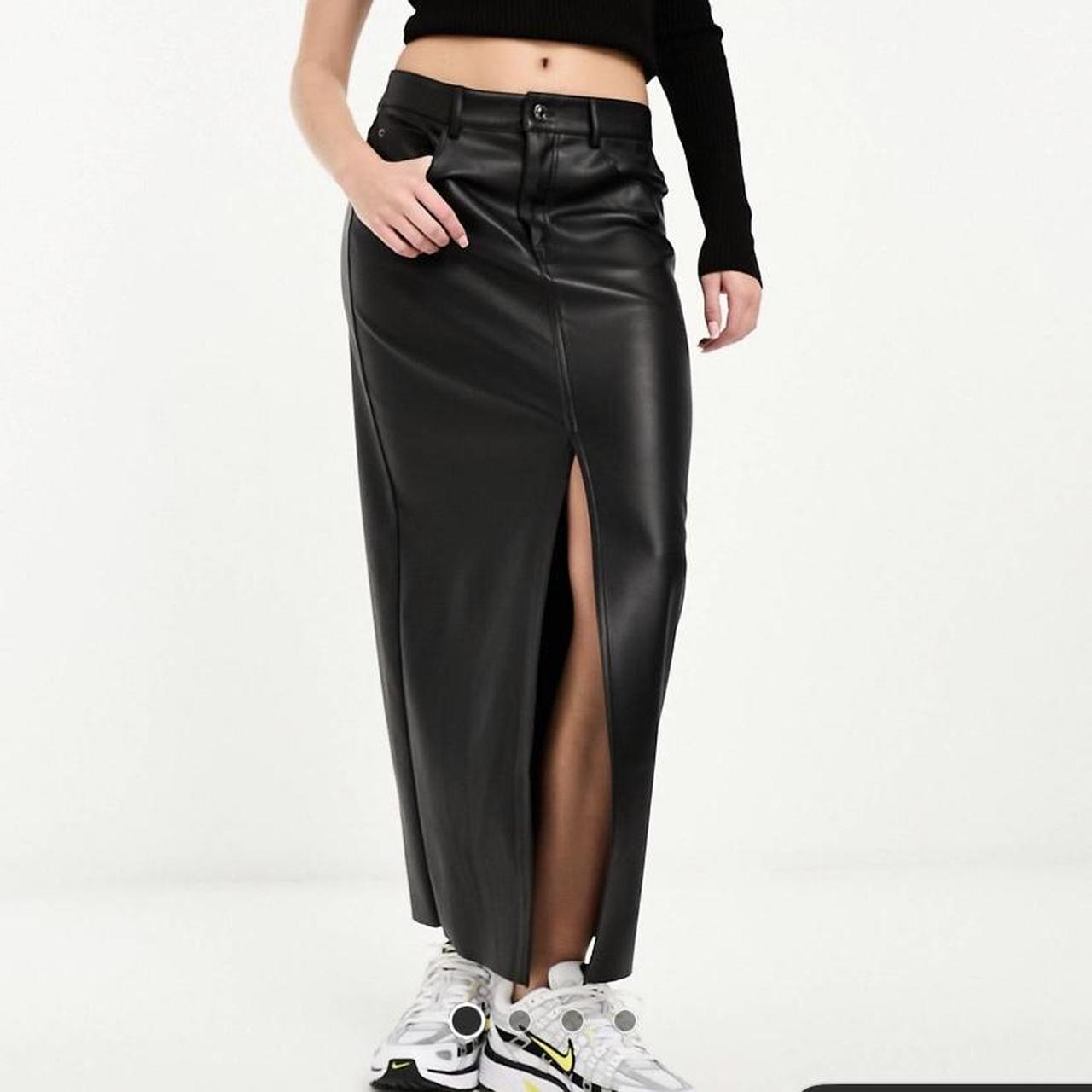 Leather midi skirt stradivarius hotsell