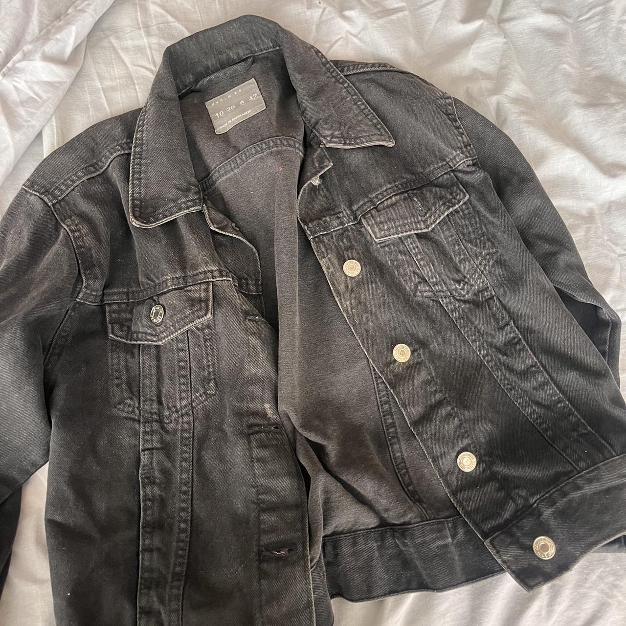 Primark black denim jacket size 10 would fit a size... - Depop