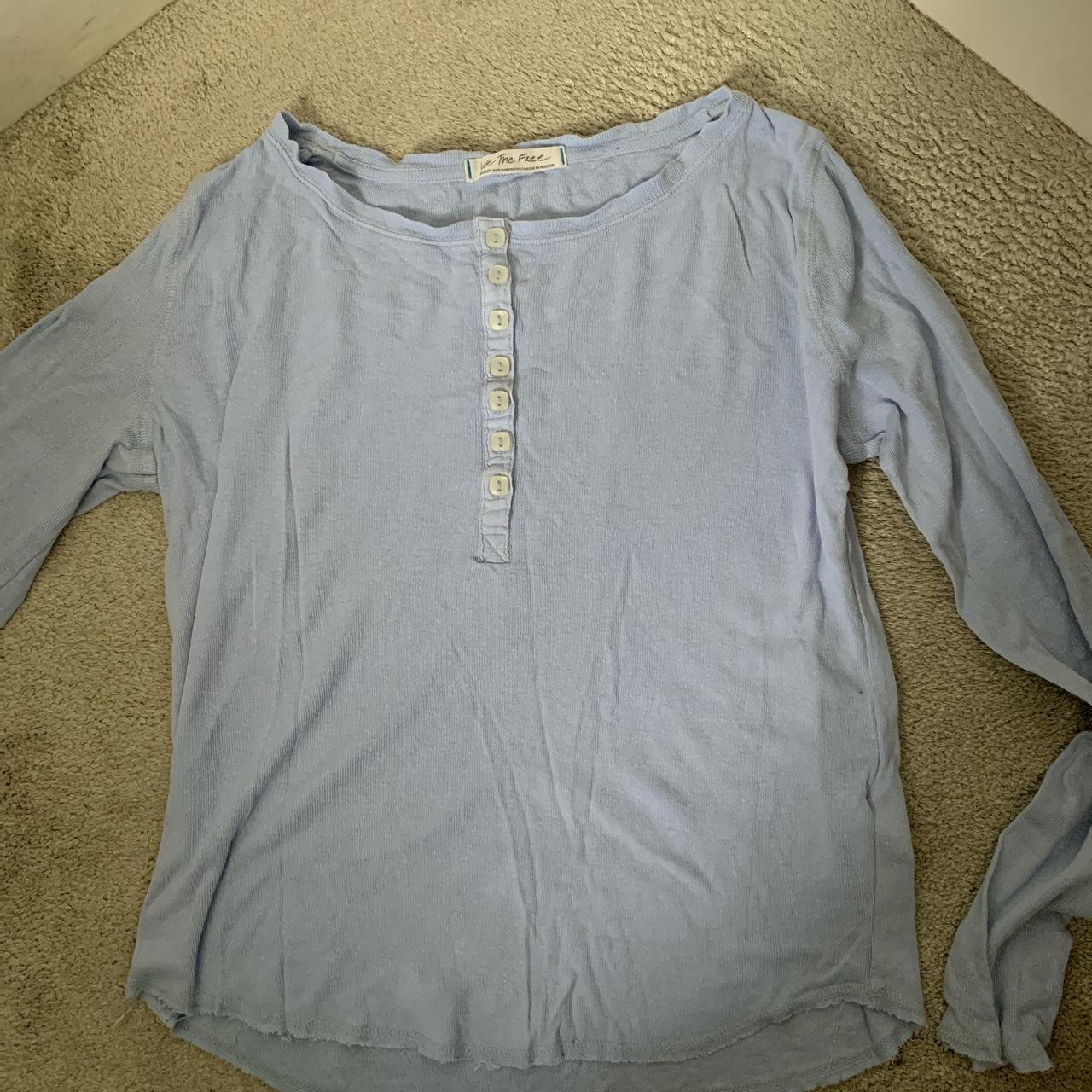 Free People Women's Blue Shirt | Depop