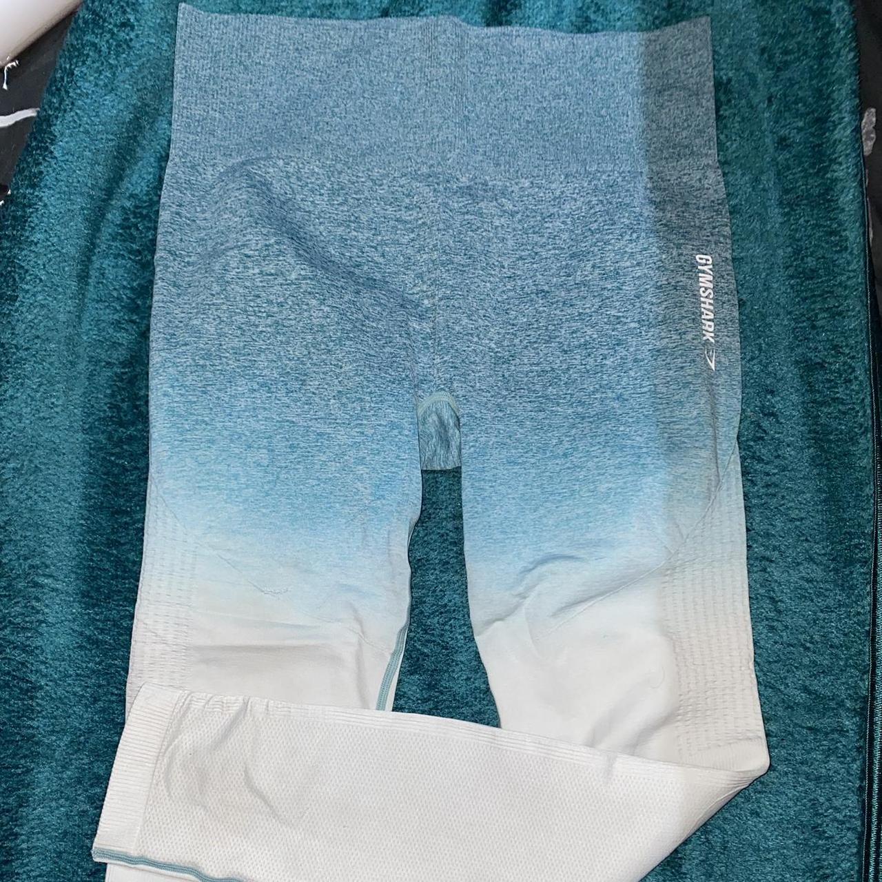 Teal and white ombre gymshark leggings, they've been - Depop