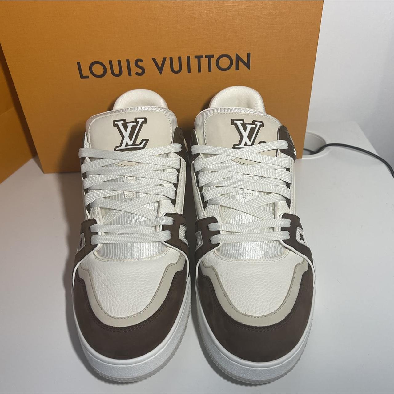 Brand new Louis Vuitton LV Trainer Moka & white... - Depop
