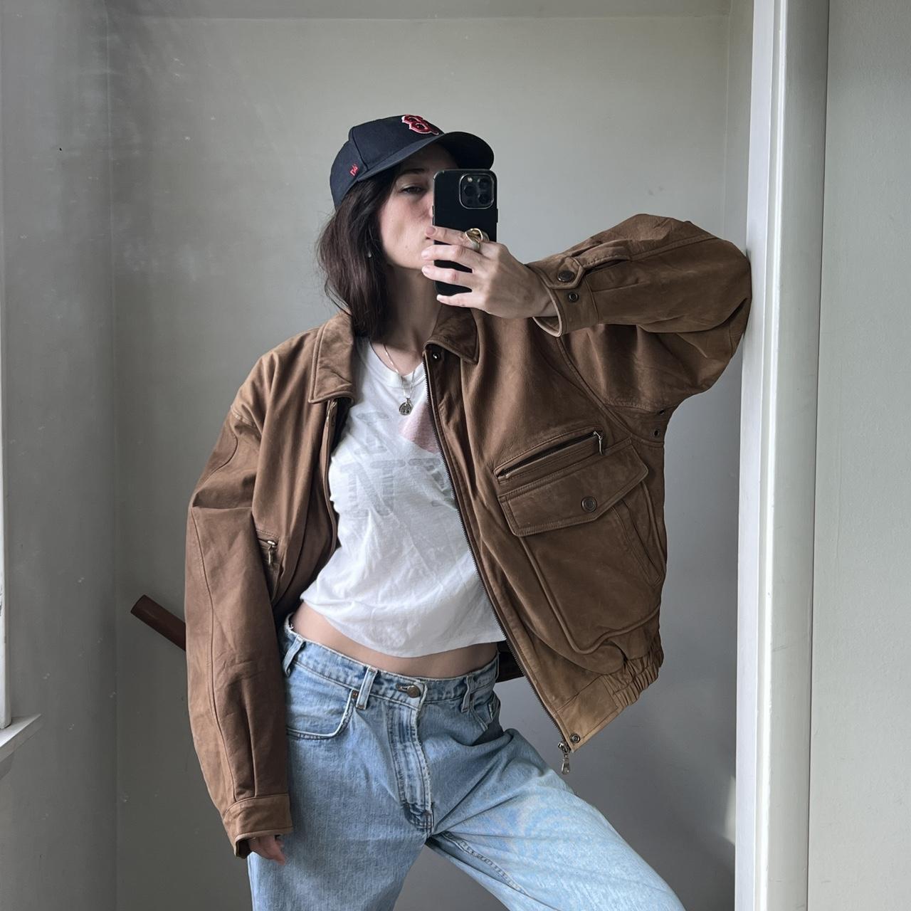 Vintage Oversized Cleveland Browns leather bomber - Depop