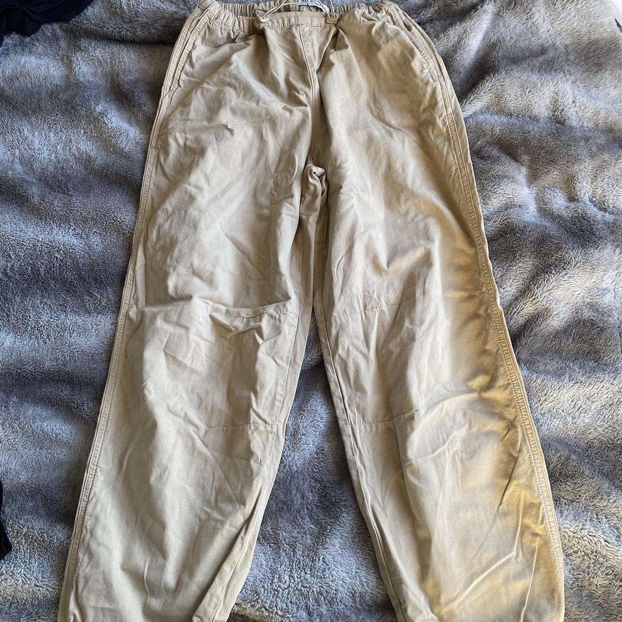 Primark beige parachute cargos only worn a few times... - Depop