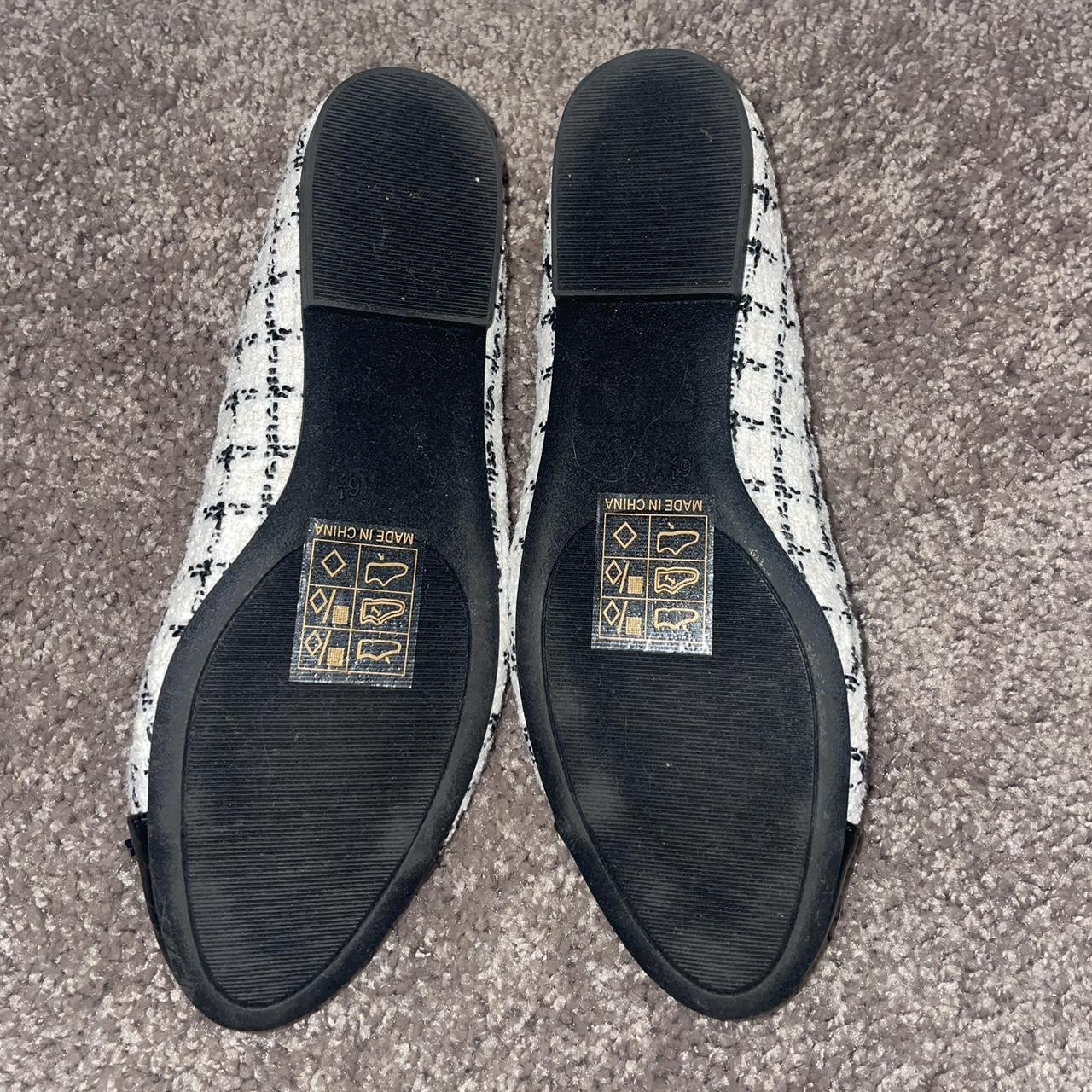 Black and white tweed ballet flats! These are such a... - Depop