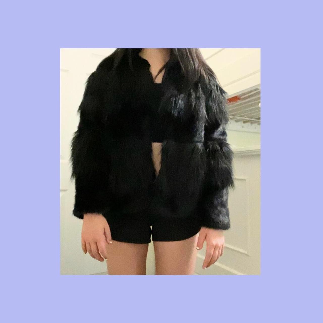 Fluffy black jacket outlet zara