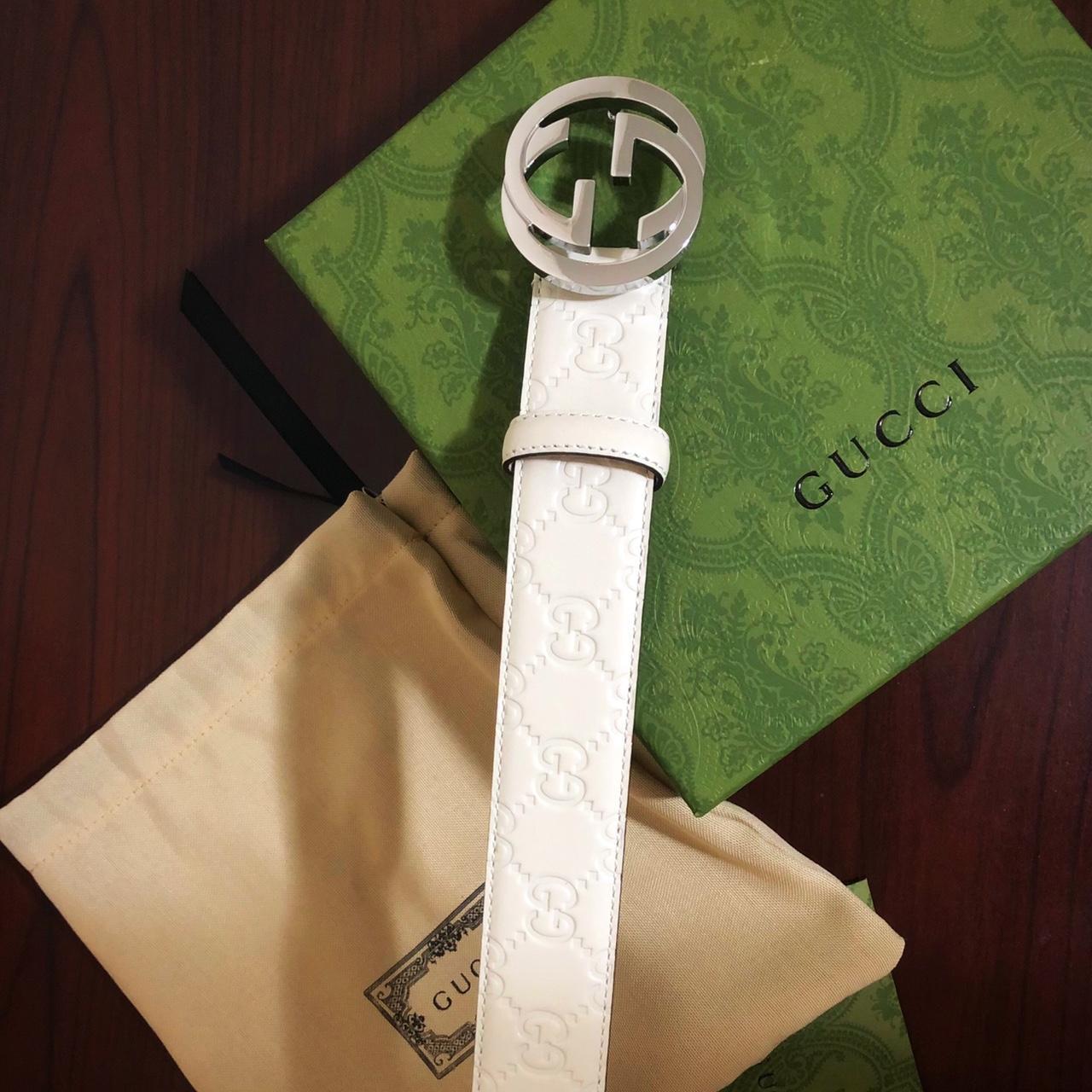 Gucci Women's White Belt Depop