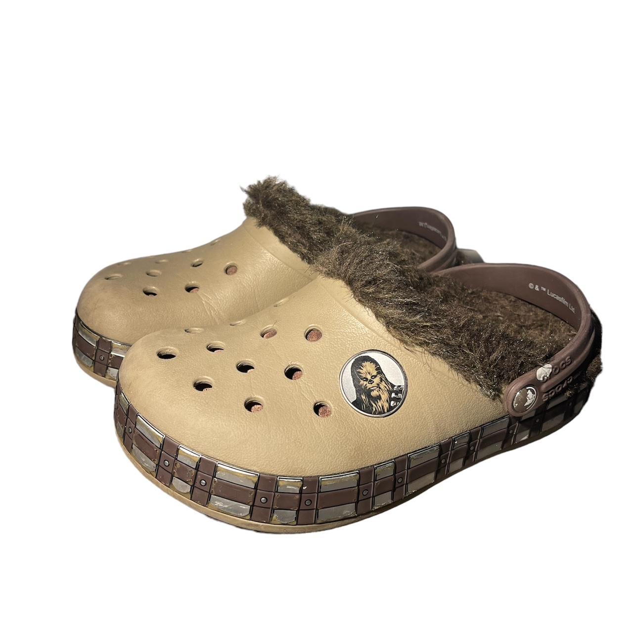 Star Wars Chewbacca Crocs M5/W7 Fur Lined Brown Clog | Depop