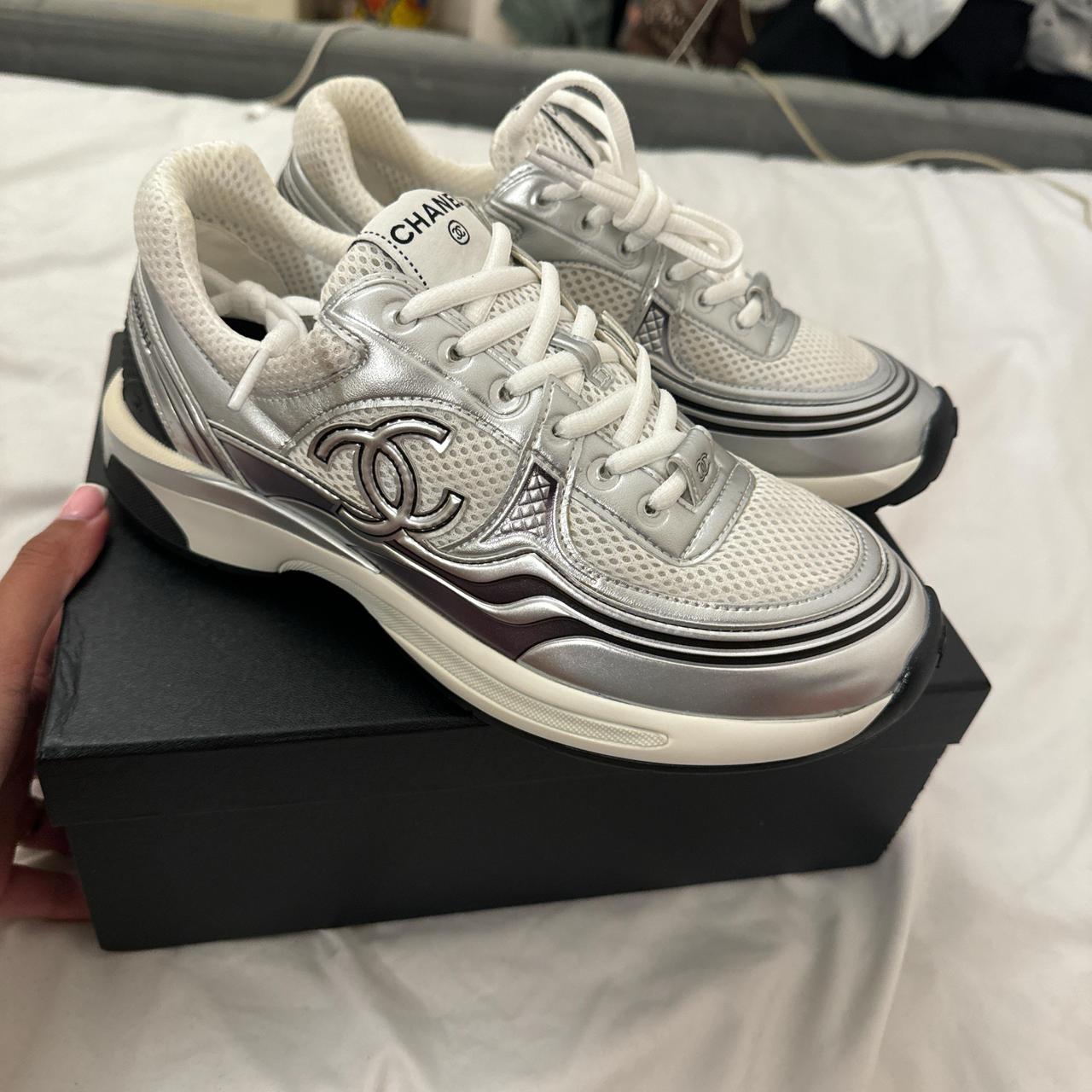 chanel-silver-runners-never-worn-depop