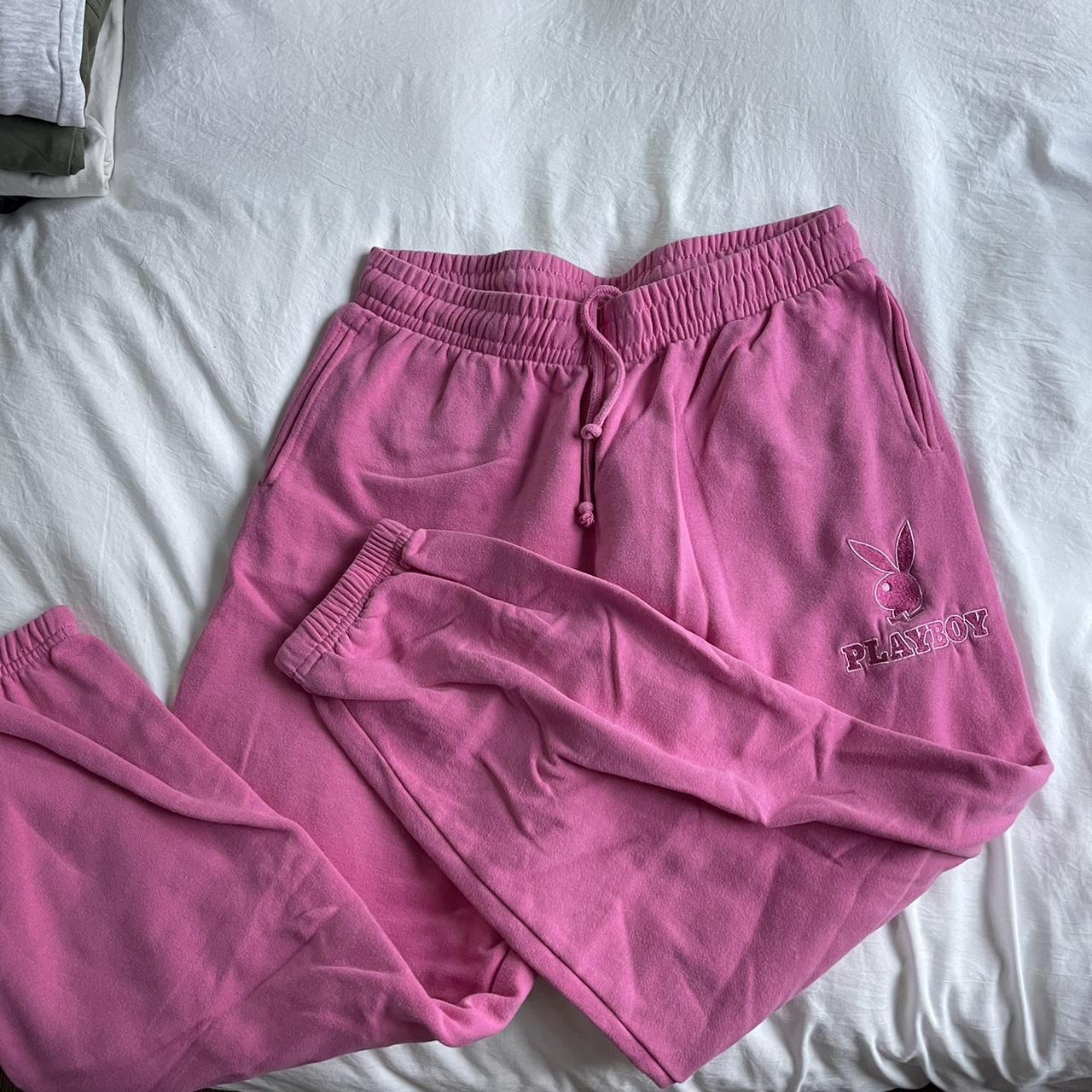 Pink Playboy Velour Track Pants