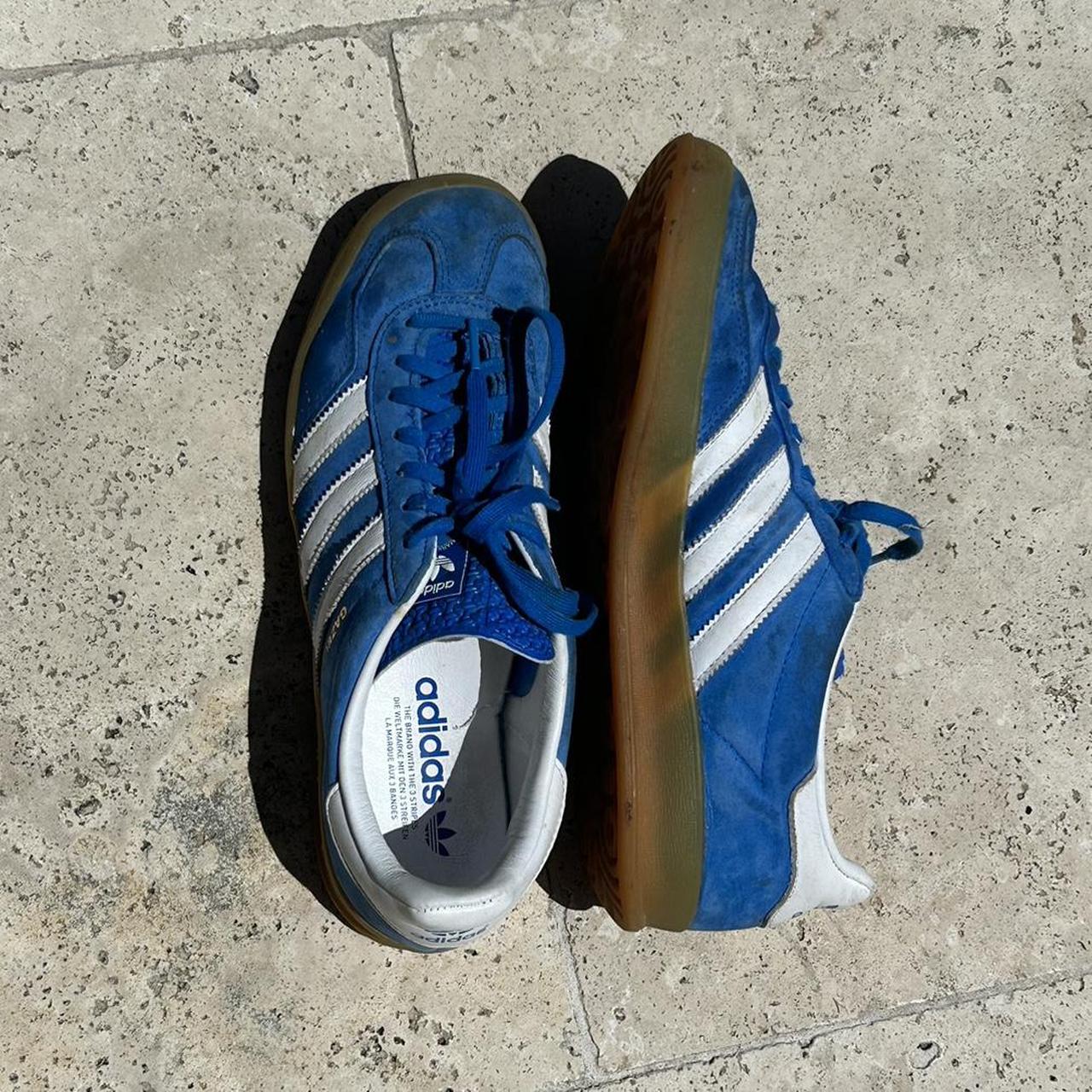 adidas blue gazelle worn a handful of times -... - Depop