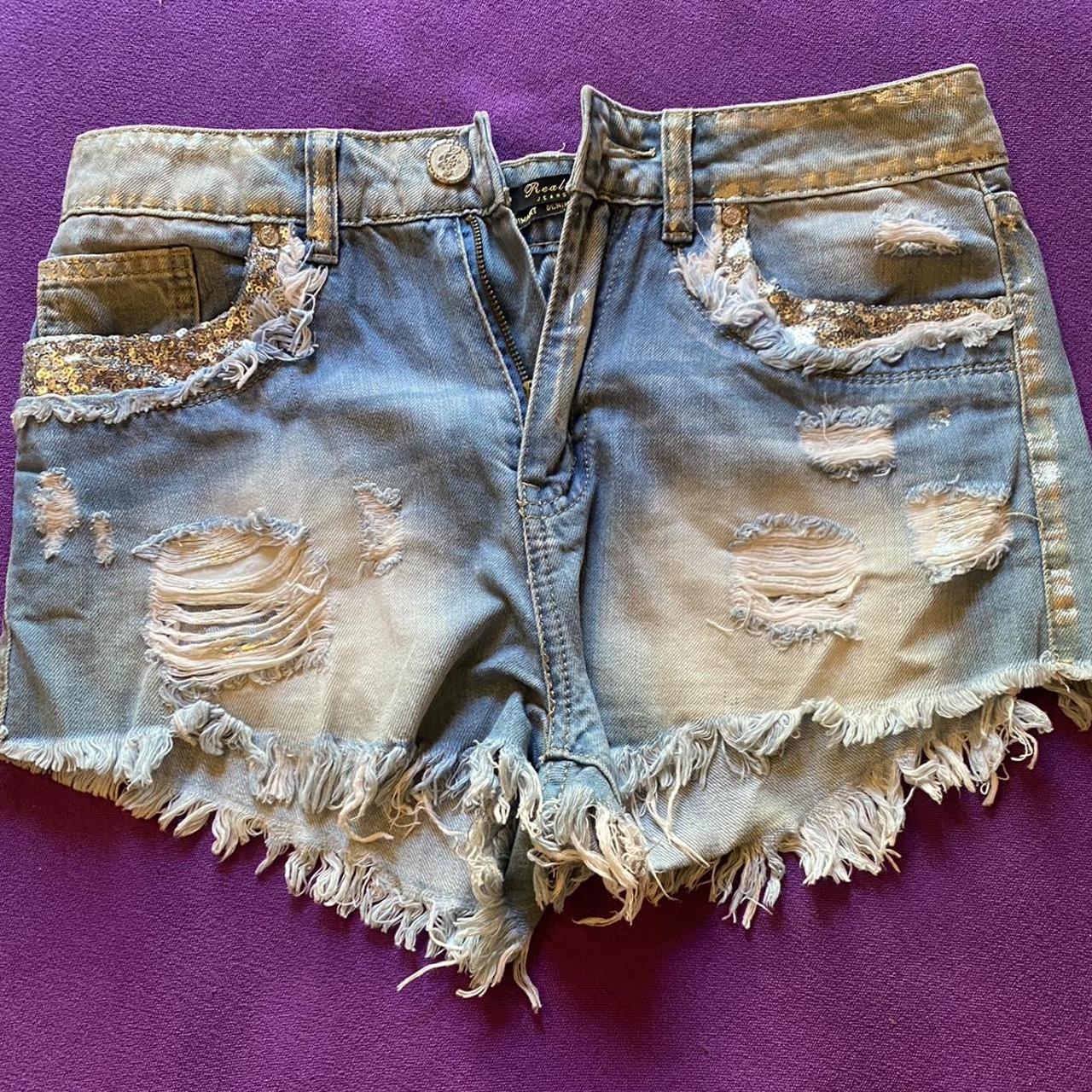 Y2K Grungy Alt Emo Denim shorts, Perfect for... - Depop