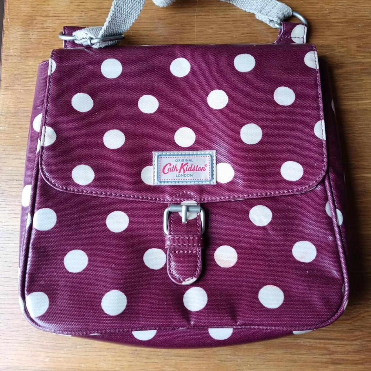 This Cath Kidston Oilcloth Red Bag with Cream Polka. Depop