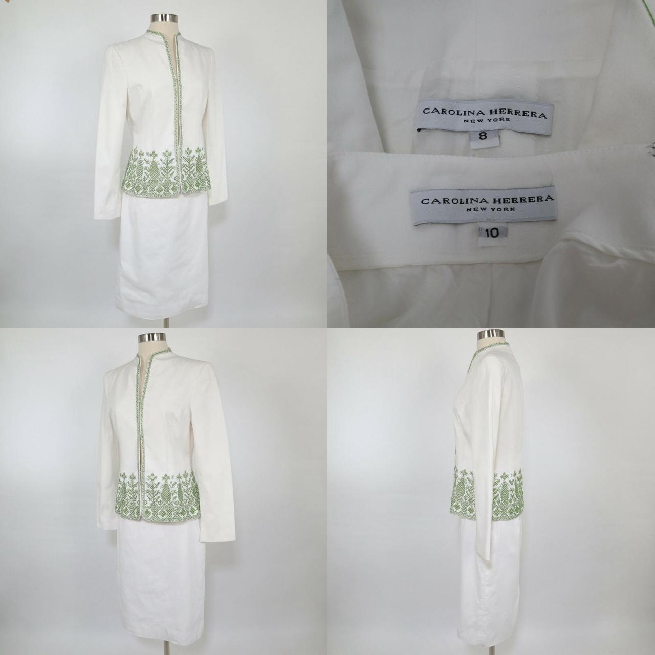 Carolina Herrera Women's White and Green Skirt (4)