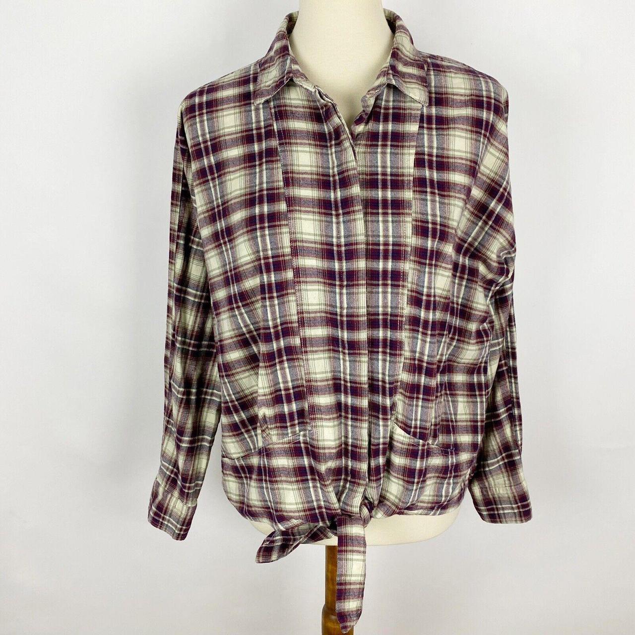 DAYTRIP Plaid Flannel Front Tie Button Up Shirt -... - Depop