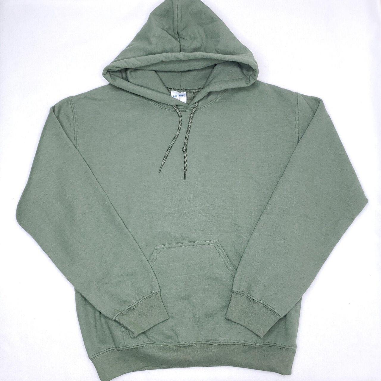 Gildan Army Green Pullover Hoodie Sweatshirt... - Depop