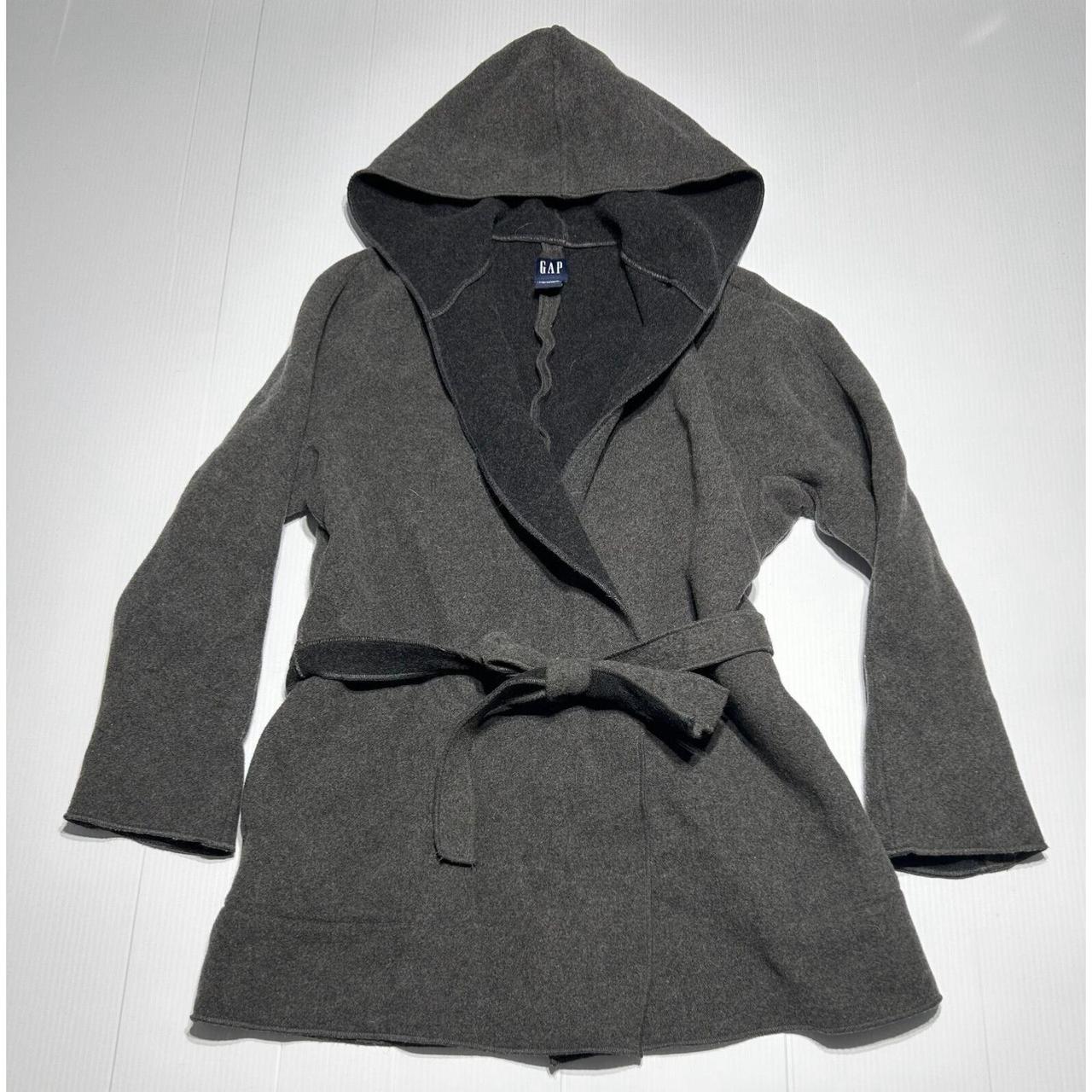 Womens GAP Wool Hooded Trench Coat Size M Gray Color... Depop