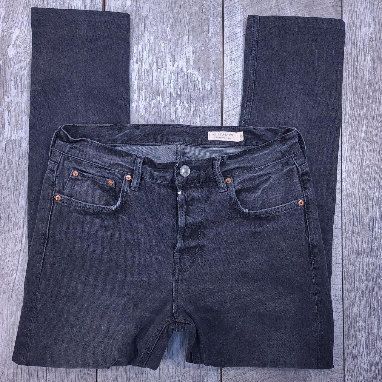 All Saints Mens Cigarette Skinny Fit Damaged Jeans... - Depop