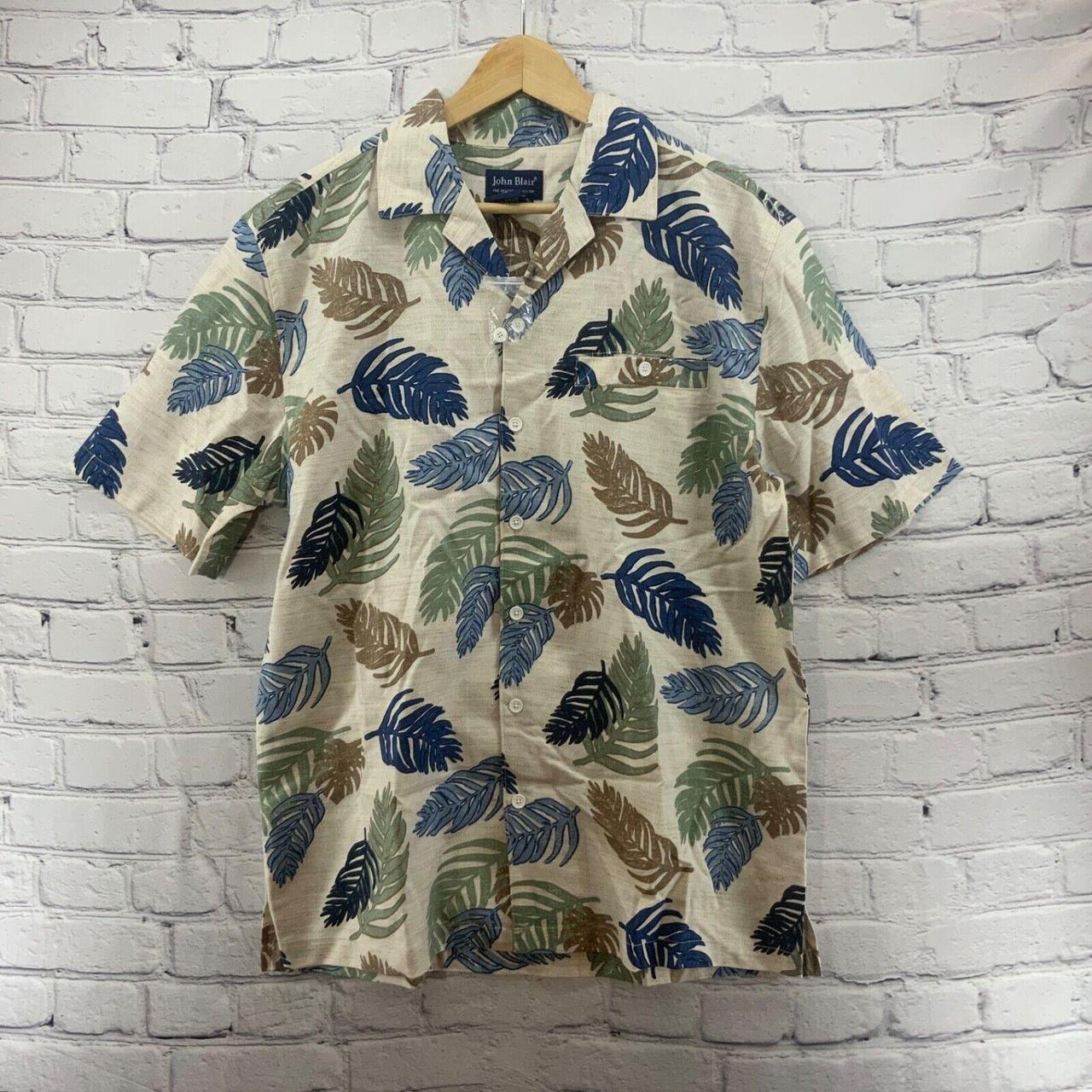 John Blair Hawaiian Shirt Button Up Sz M Med Leaf... - Depop