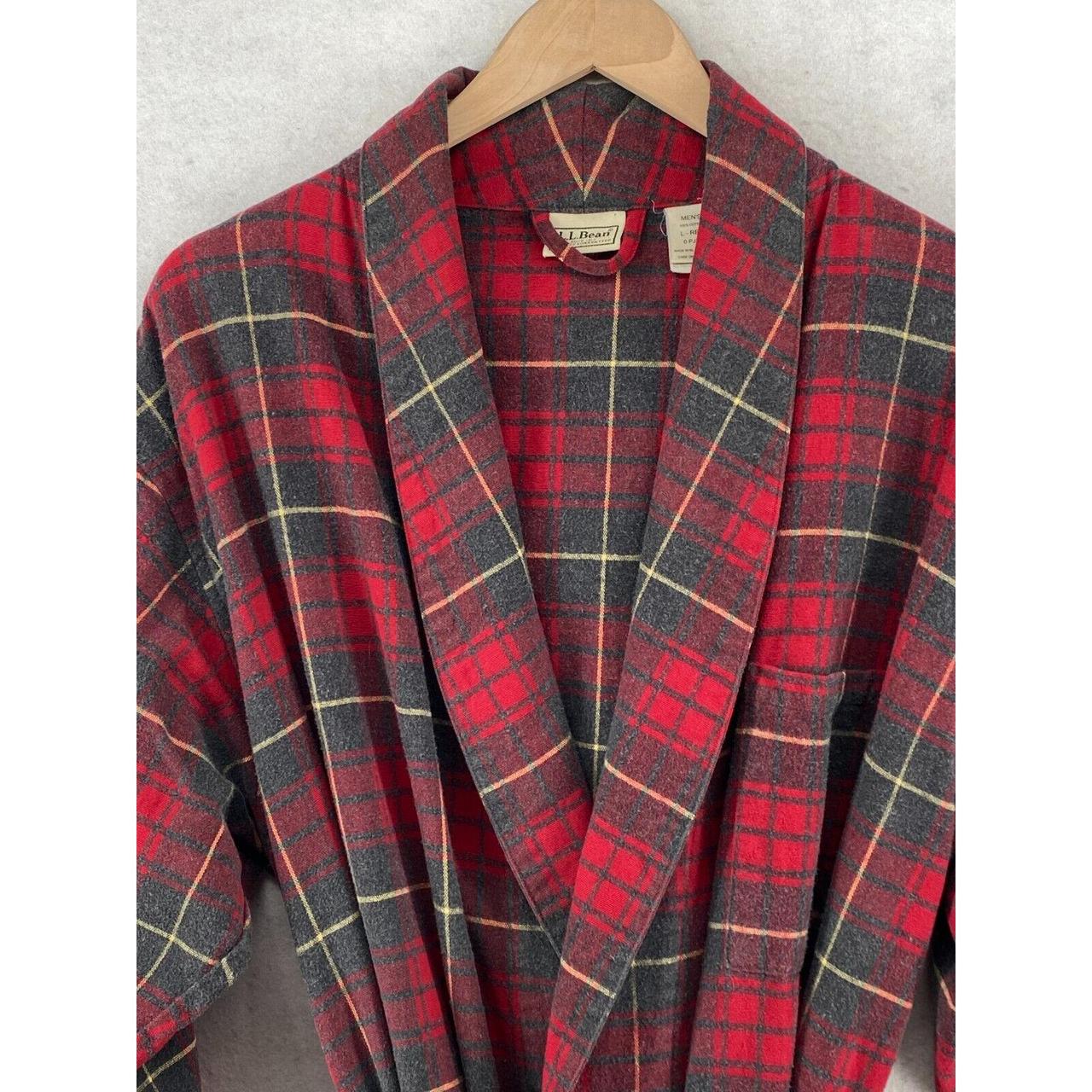 LL BEAN Cotton Flannel Robe Mens Large Reg Plaid... Depop