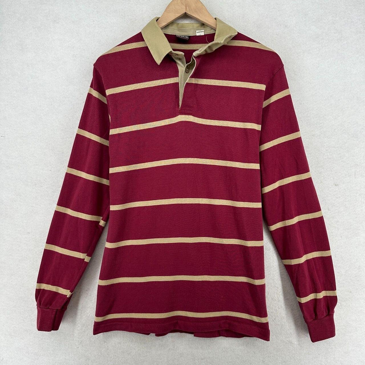 CHARVEL Rugby Shirt Mens L Striped Long Sleeve... - Depop