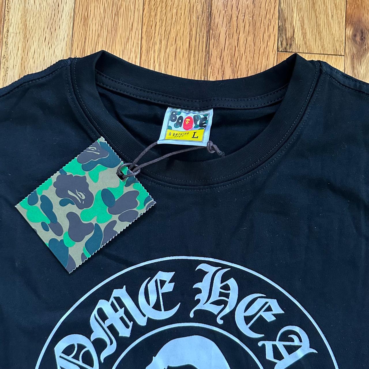 BAPE Men's Black and White T-shirt | Depop