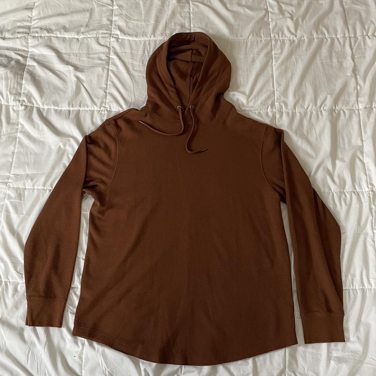 NEVER WORN Brown Waffle Knit Hoodie Size Depop