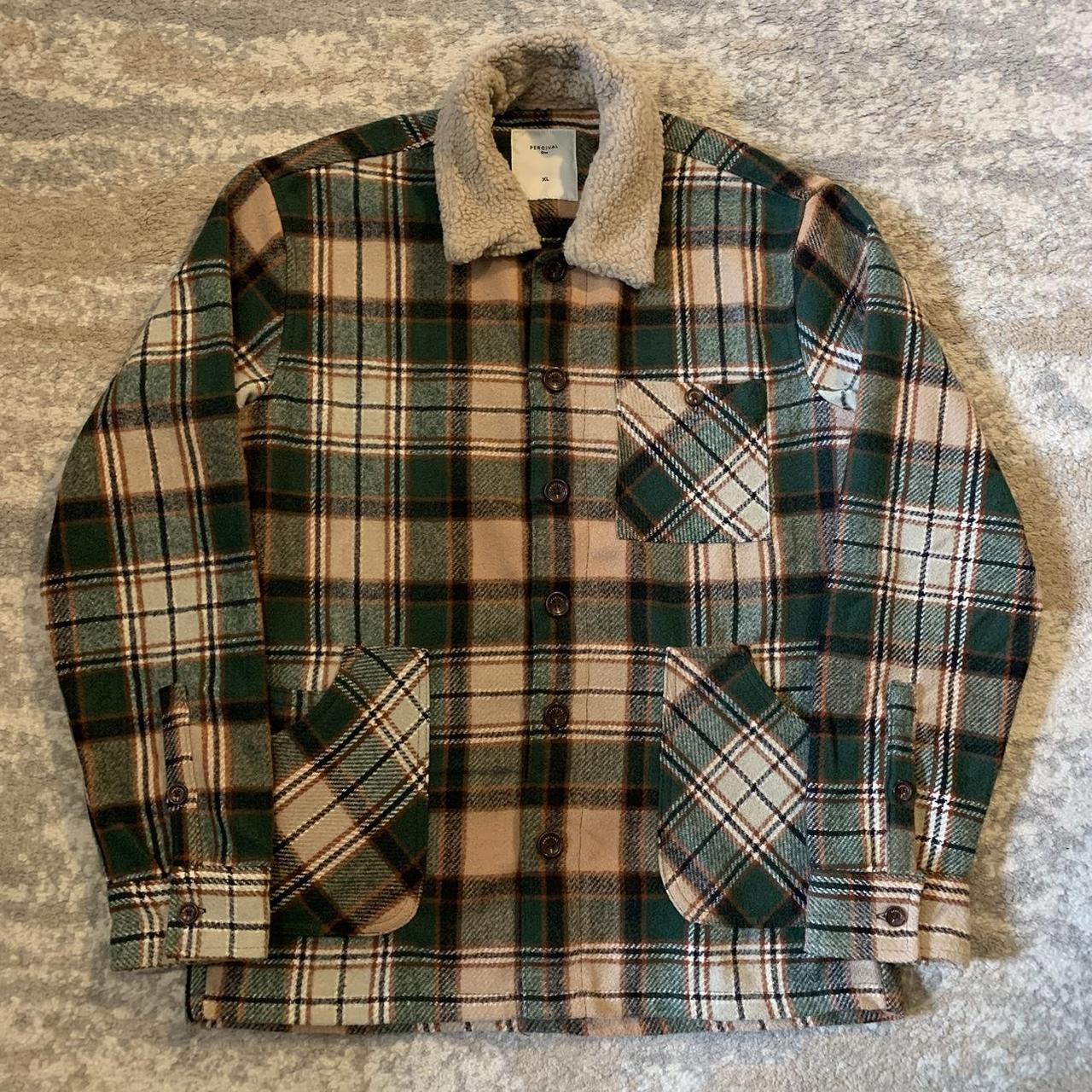 Percival Check Plaid Heavy Button Up Flannel Lumber... - Depop