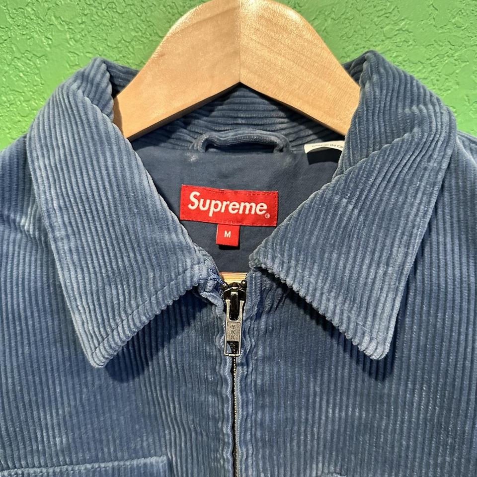 Supreme Corduroy Zip Jacket (blue) FW19 Worn... - Depop