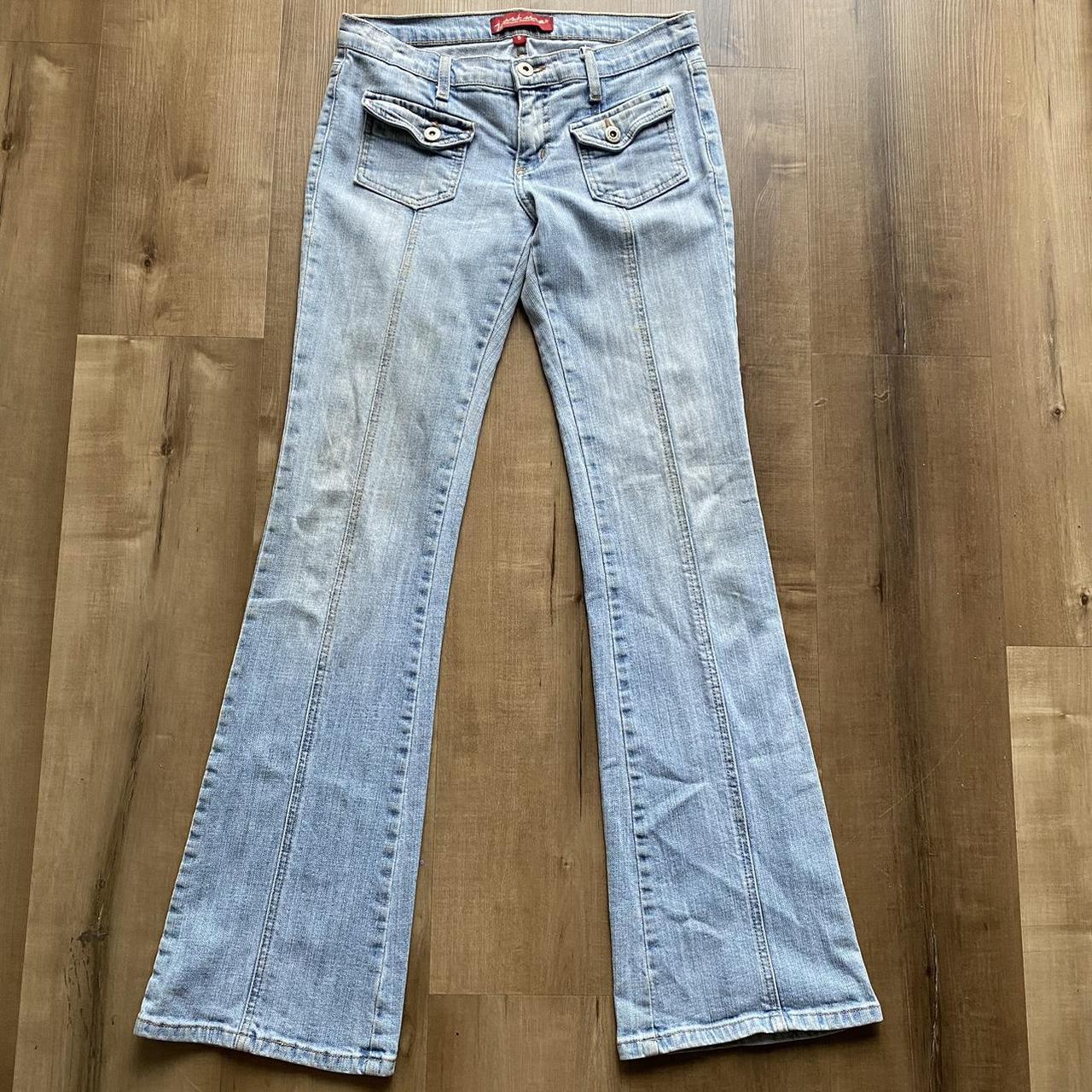 the cutest 2000s low rise flares with pockets in the... - Depop