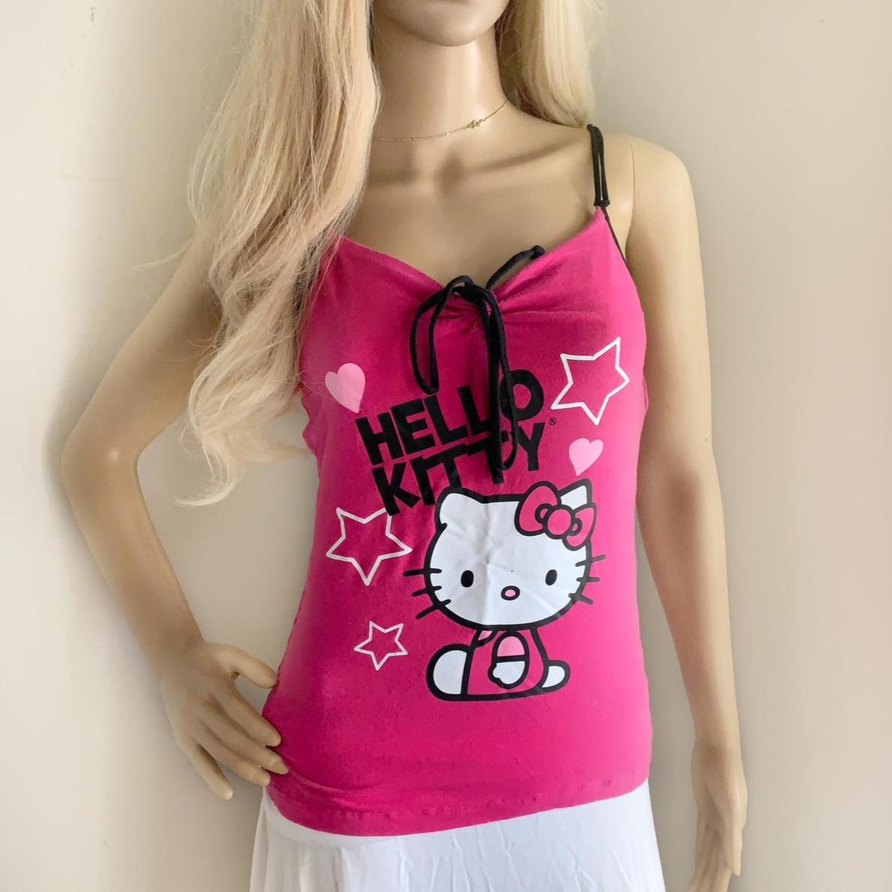 Hello Kitty Women's Pink and Black Vest | Depop