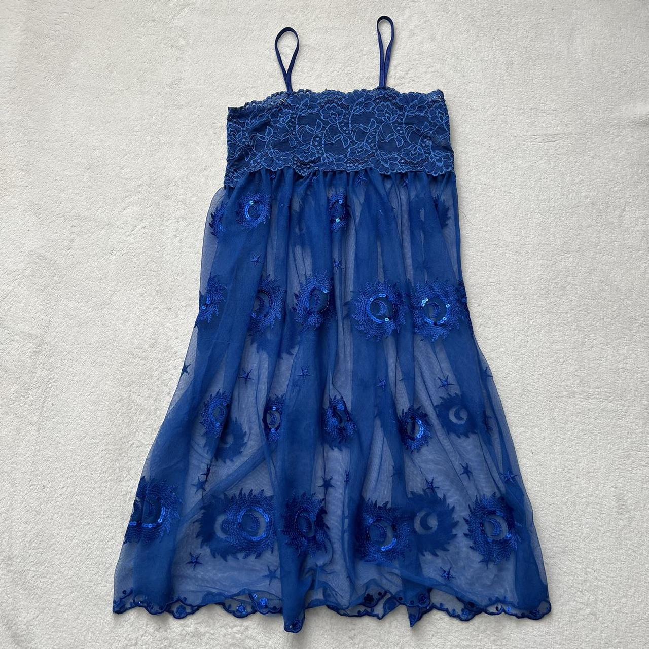 whimsigoth sheer blue dress sheer blue... Depop