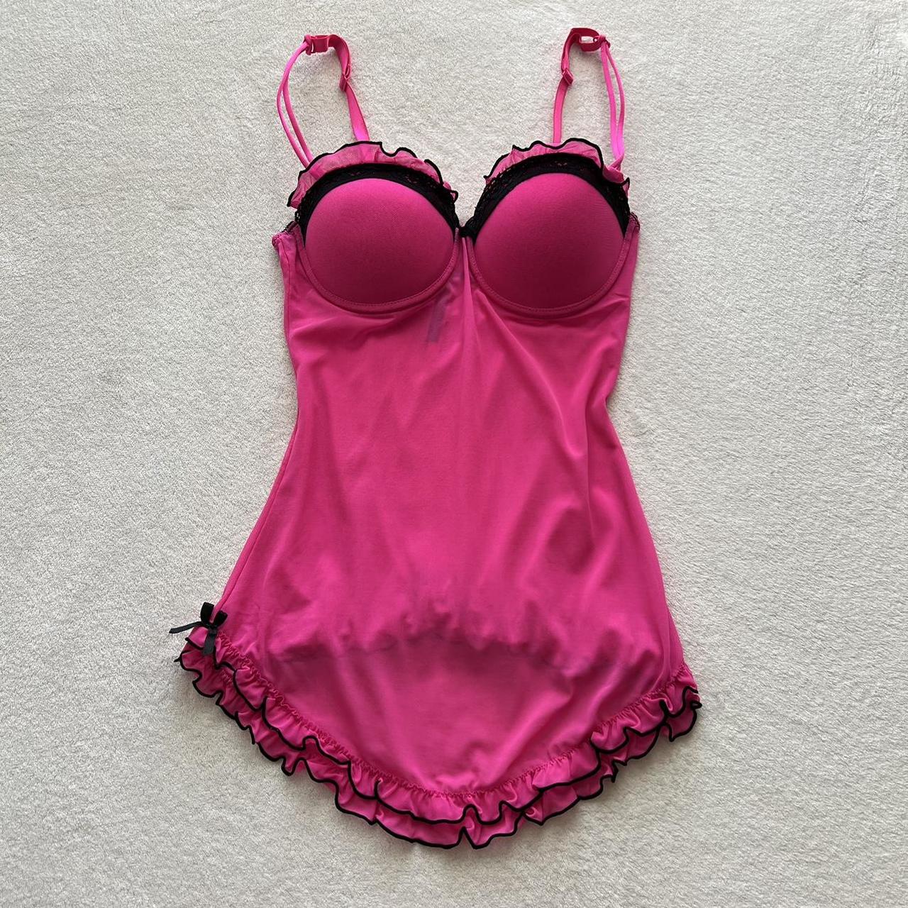 Hot Pink Ruffle Lingerie Top Sheer Lingerie Top By Depop