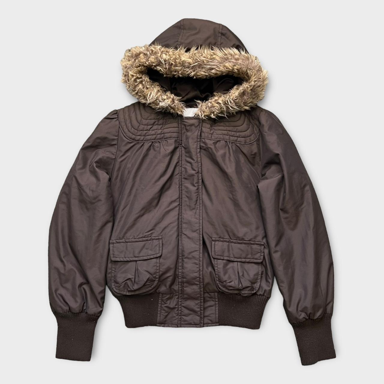 Faux fur-hooded-jacket - Depop