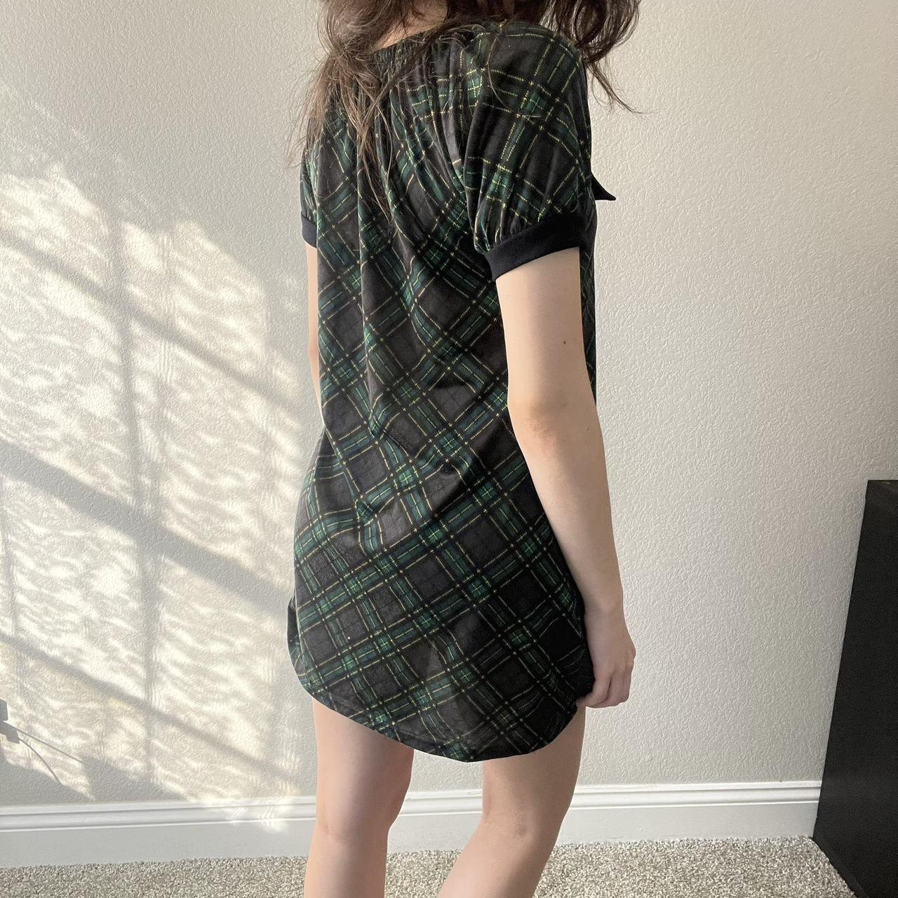 Preloved Women's Babydoll Dress - Black/Green - M… - image 8