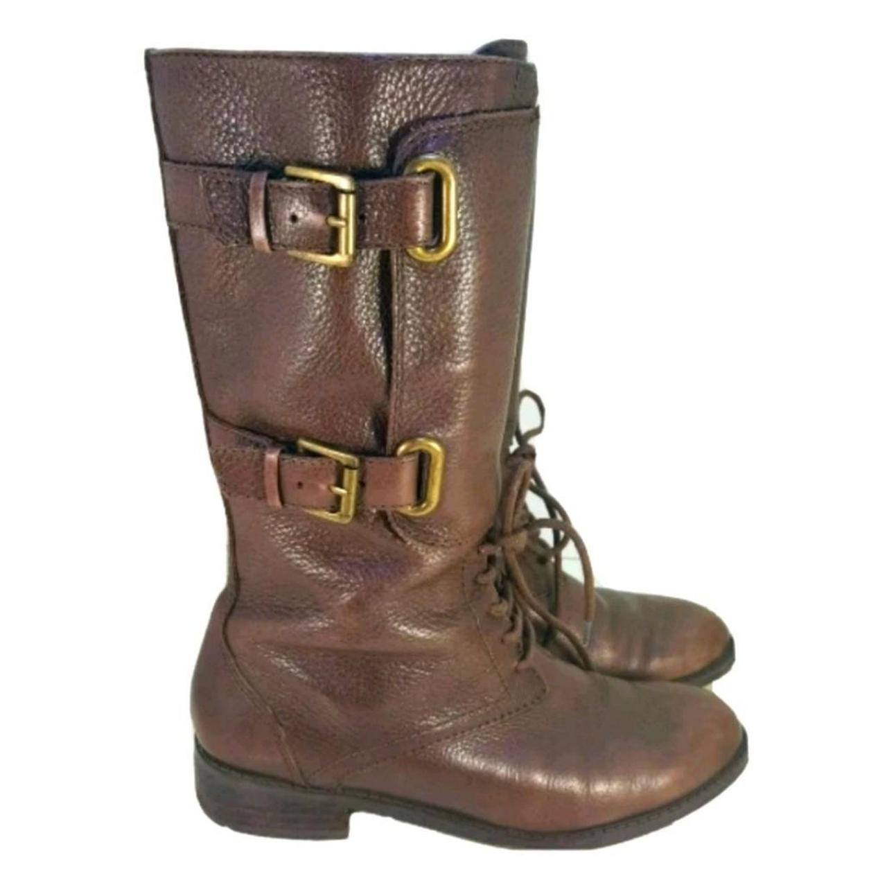 Enzo Angiolini Women's Brown Leather Mid Calf Boots... - Depop
