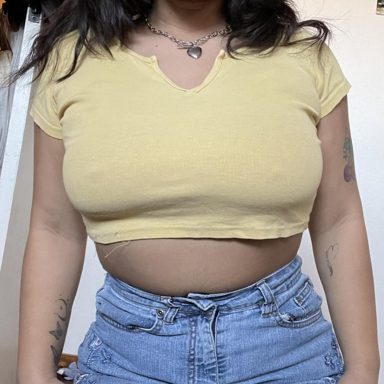 Brandy Melville Women's Yellow Croptop Depop