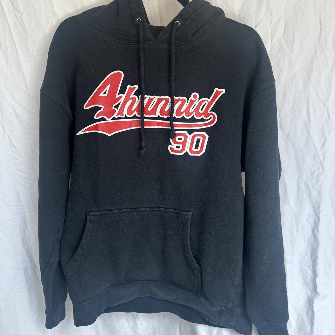 black 4hunnid hoodie size:L used #4hunnid #hoodie Depop
