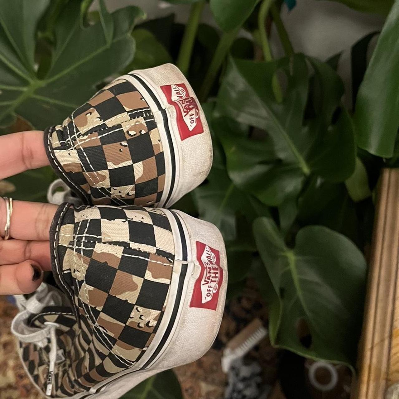 Black and 2024 brown checkered vans