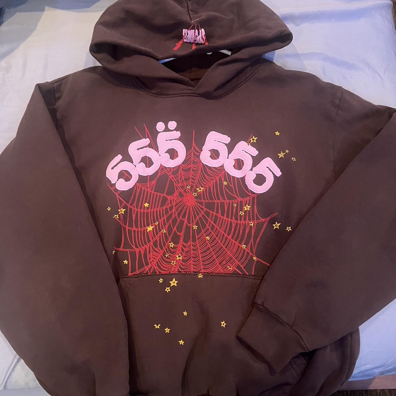 Spider worldwide 555 hoodie newest brown/ pink /red