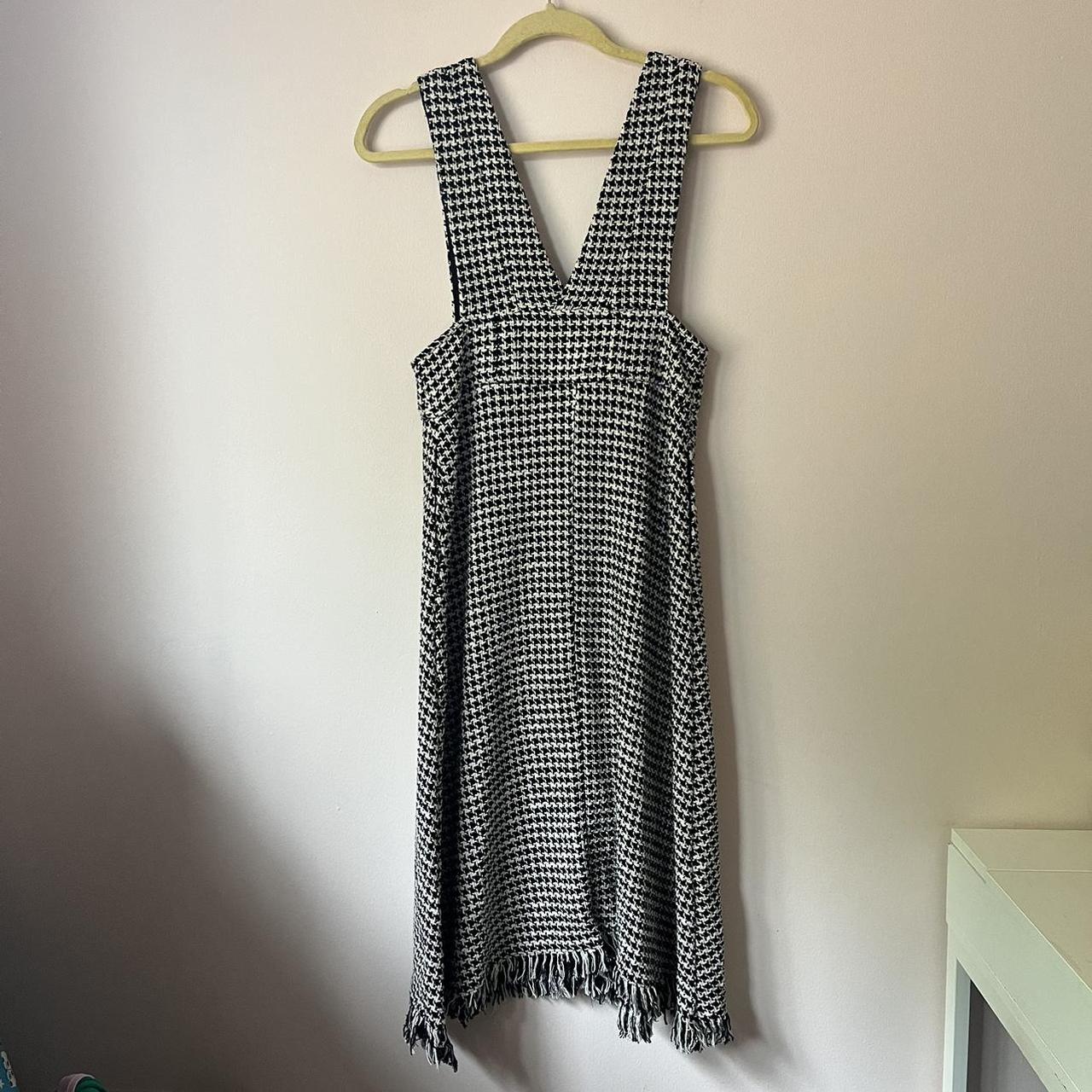 Zara Knit houndstooth design dress Black and... - Depop