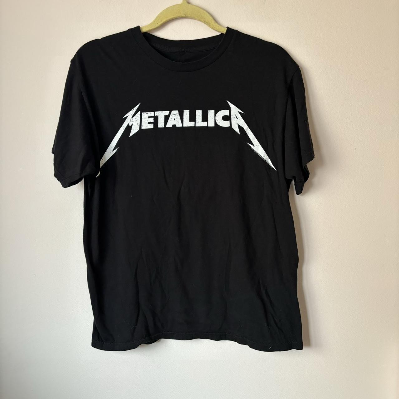 Metallica Black with the band name in white Short... - Depop